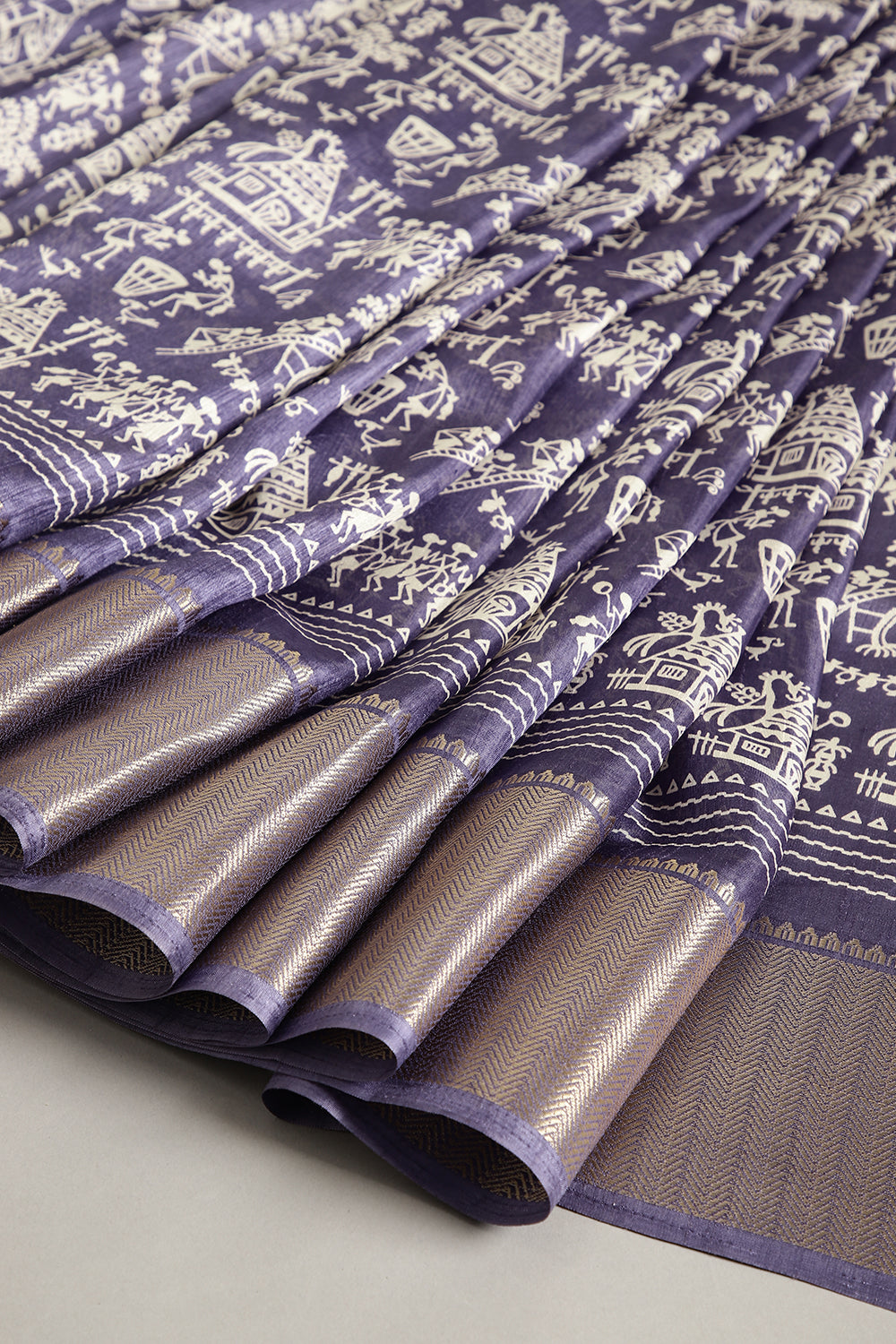 Faded Purple Color Cotton Silk Printed Saree