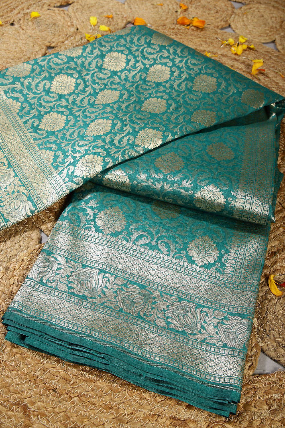 Teal Green Colour Banarsi Silk Woven Saree