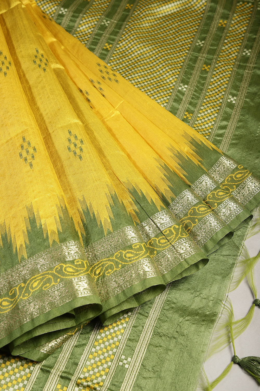 Mustard Color Chanderi Silk Woven Saree