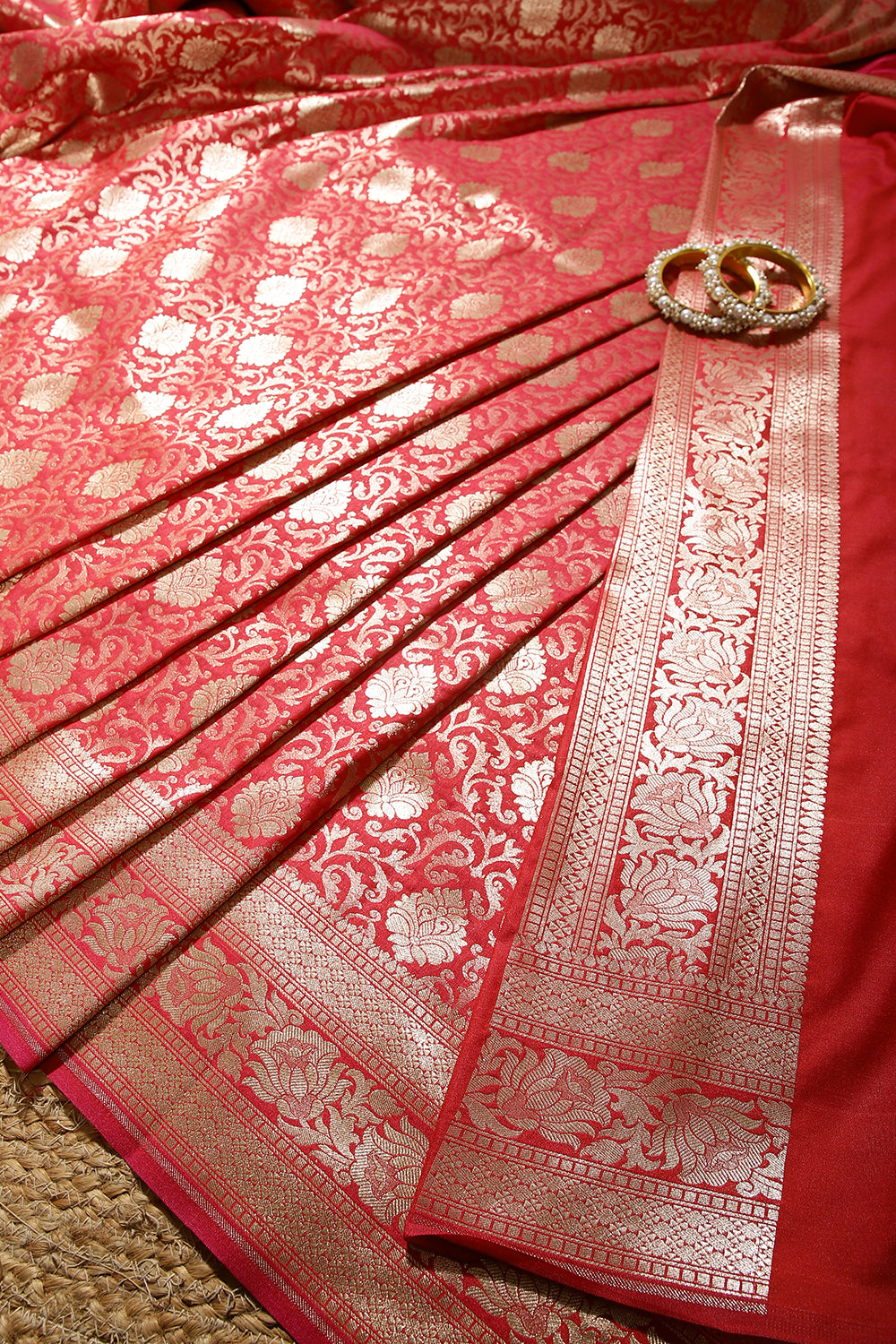 Cardinal Colour Banarsi Silk Woven Saree