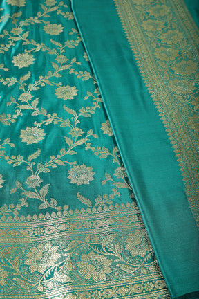 Teal Green Colour Silk Banarasi Saree