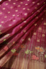 Dark Scarlet Color Silk Resham & Zari Woven Saree