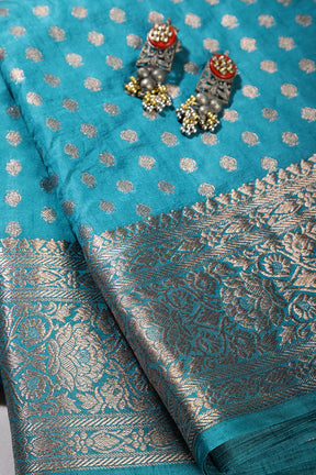 Blue Chill Color Silk Woven Saree