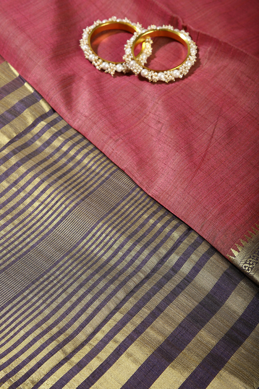 Dirty Pink Color Cotton Silk Saree