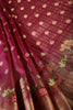 Dark Scarlet Color Silk Resham & Zari Woven Saree