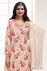 Cream Color Printed Crepe Unstitched Suit Material With Stitched Palazzo