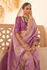 Lavendar Color Organza Silk Woven Saree