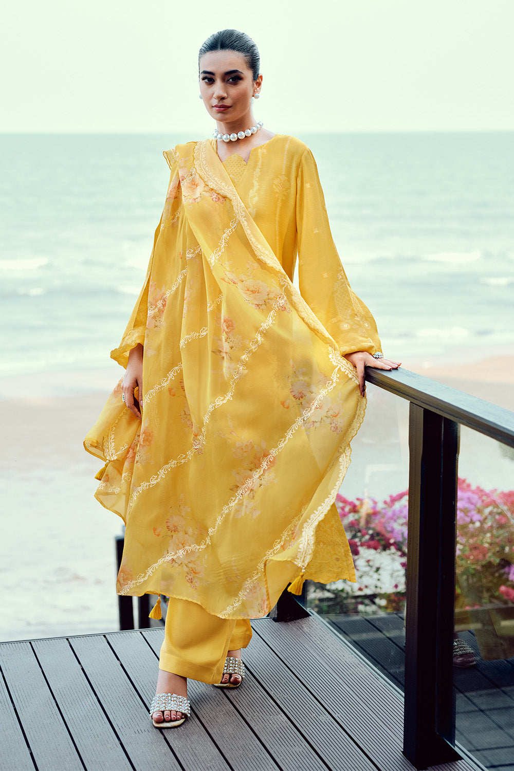 Mustard Color Jacquard Cotton Self Woven Unstitched Suit Material