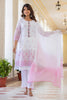 White & Pink Color Printed Cotton Suit