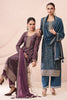 Navy Color Chinon Silk Printed and Embroidered Unstitched Suit Material