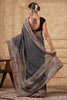 Grey Color Printed Cotton Saree