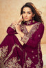 Dark Scarlet Color Crepe Silk Embroidered Suit With Embroidered Palazzo