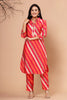 Orange & Fuchsia Color Muslin Printed Kurta Set