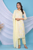 Lemon Yellow Color Cotton Hakoba Style Printed Straight Suit