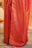 Deep Carmine Pink Color Silk Zari Woven Saree