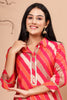 Orange & Fuchsia Color Muslin Printed Kurta Set