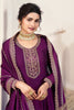 Purple Color Silk Zari Embroidered Semi-Stitched Suit Material