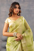 Green Color Organza Tissue Golden Zari Woven Saree