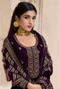 Dark Scarlet Color Embroidered Velvet Unstitched Suit Material