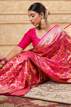 Fuchsia Pink Color Banarasi Silk Saree