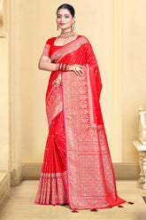 Red Color Zari Woven Silk Saree