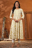 Cream & Lemon Yellow Color Floral Printed Cotton Anarkali Suit