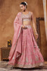 Pink Color Tissue Silk Embroidered Lehenga