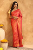 Deep Carmine Pink Color Silk Zari Woven Saree