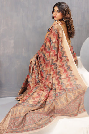 Brown Color Cotton Printed Saree