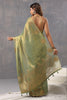 Green Color Organza Cotton Golden Zari Woven Saree