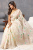 Cream Color Organza Woven Saree