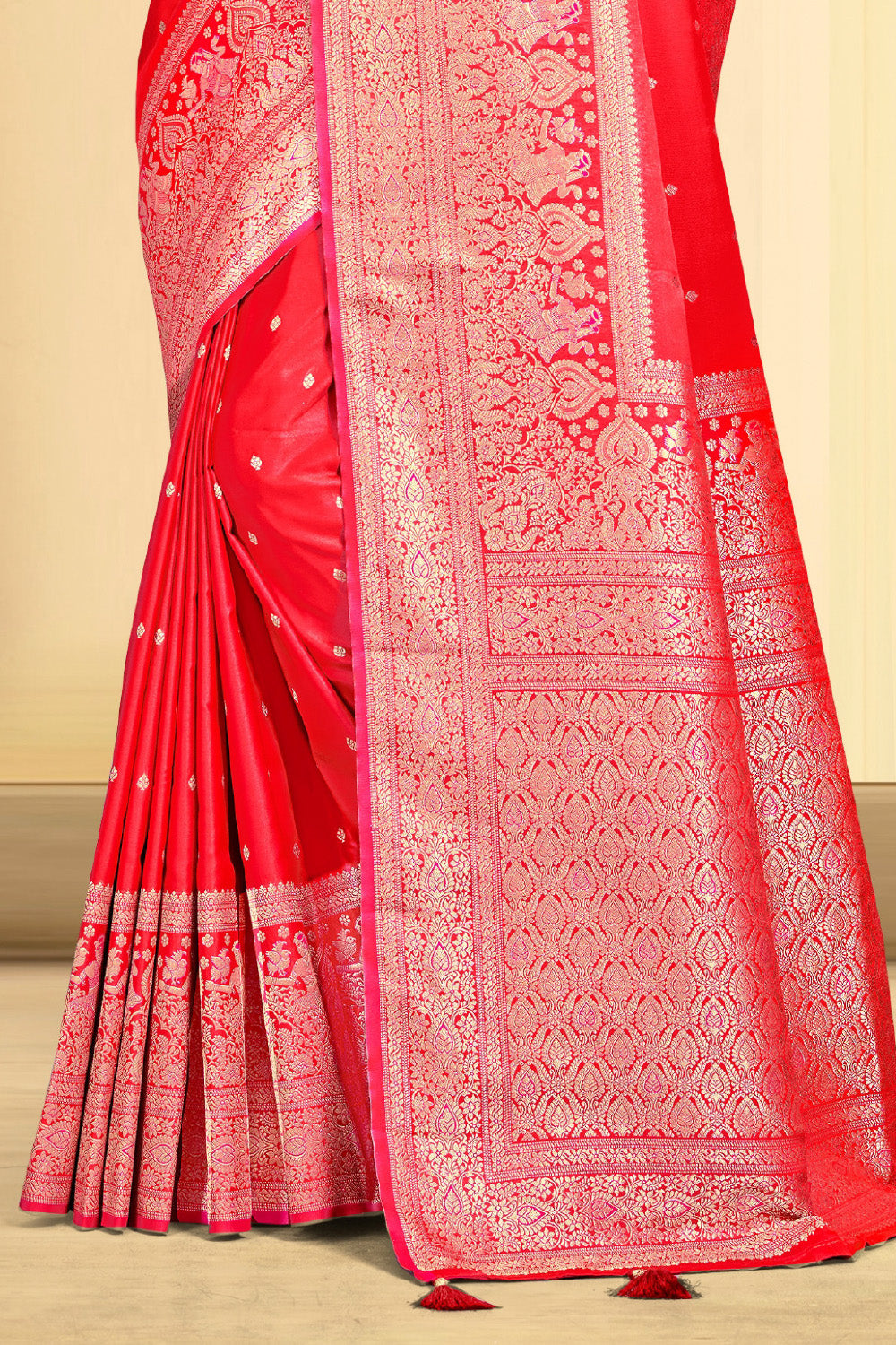 Red Color Zari Woven Silk Saree