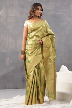 Golden & Green Color Silk Woven Saree