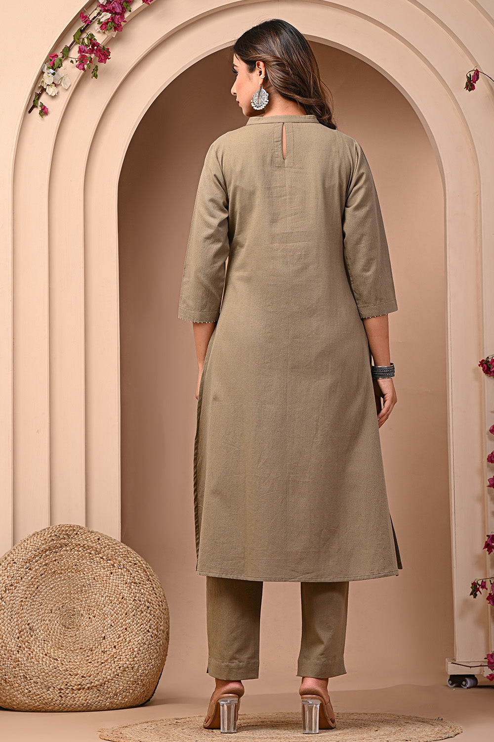 Sandrift Solid Color Cotton Kurta Set