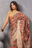 Brown Color Cotton Printed Saree