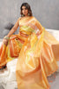 Orange Color Color Organza Golden Zari Woven Saree