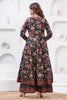 Navy Color Floral Printed Cotton Anarkali Suit With Palazzo