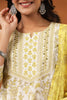 Cream & Lemon Yellow Color Floral Printed Cotton Anarkali Suit