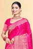 Fuchsia Pink Color Zari Woven Silk Saree