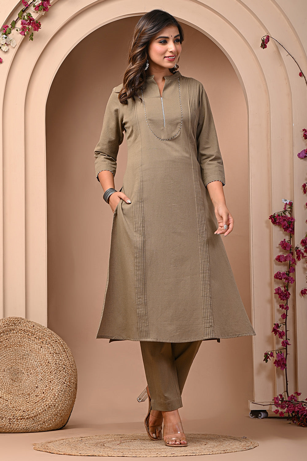 Sandrift Solid Color Cotton Kurta Set