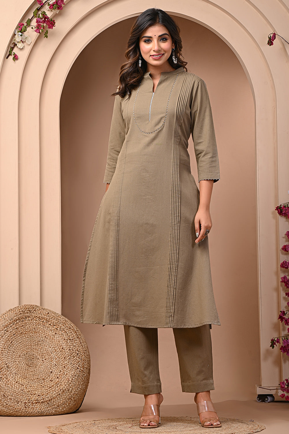 Sandrift Solid Color Cotton Kurta Set