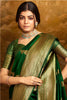 Spruce Green Colour Woven Silk Saree