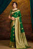 Spruce Green Colour Woven Silk Saree