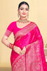 Fuchsia Pink Color Zari Woven Silk Saree