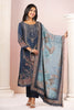 Navy Blue Muslin Printed Straight Suit