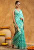 Turquoise Color Cotton Printed Saree