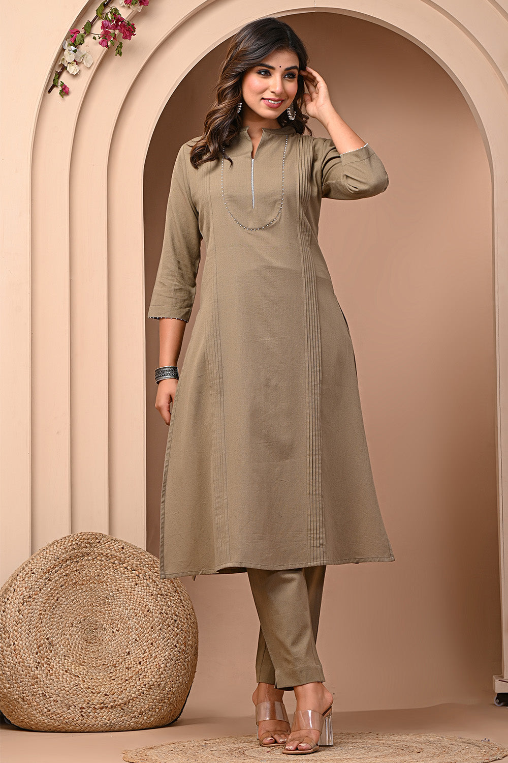 Sandrift Solid Color Cotton Kurta Set