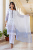 White & Blue Color Printed Cotton Suit