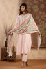 Light Pink Color Chanderi Neck Embroidered Suit