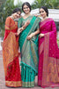 Fuchsia Pink Color Pathani Work Silk Saree